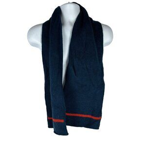Men's Navy Blue Knit Scarf With Red Stripe One Size Acrylic & Polyester
